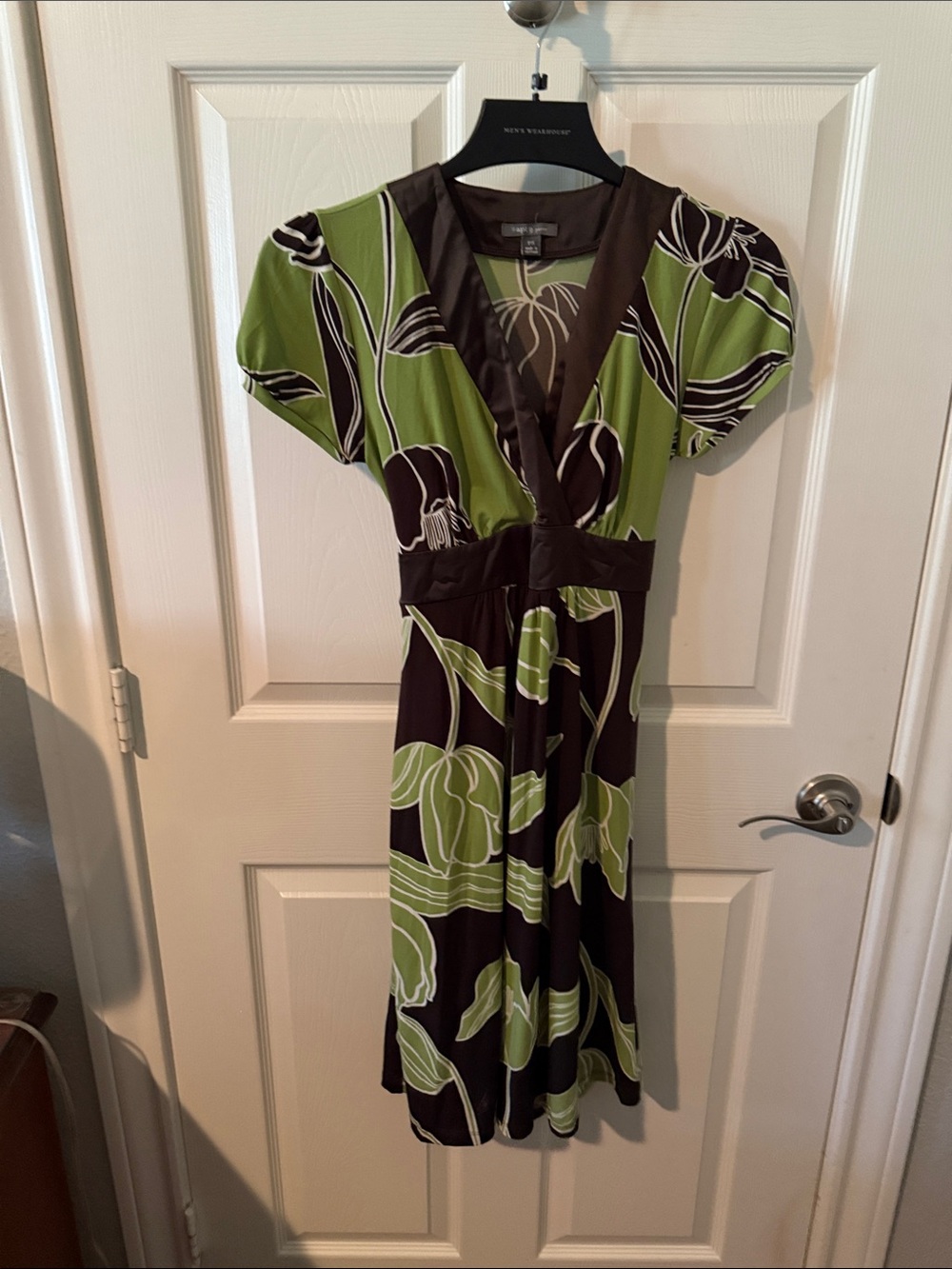 Apt. 9 Olive Green and Chocolate Brown Floral Tie-Front Dress